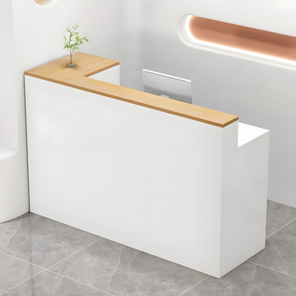 Minimalist Office Front Desk Small Reception Desk with Keyboard Tray