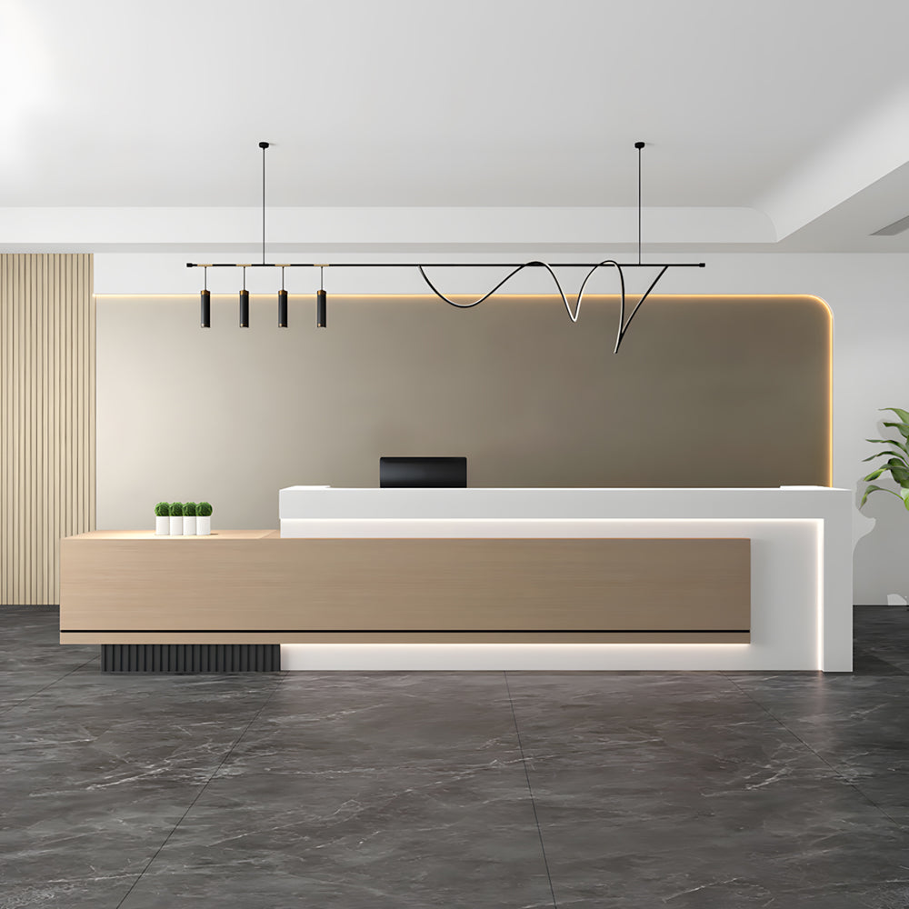 Minimalist Office Lobby Reception Desk with Lockable Storage