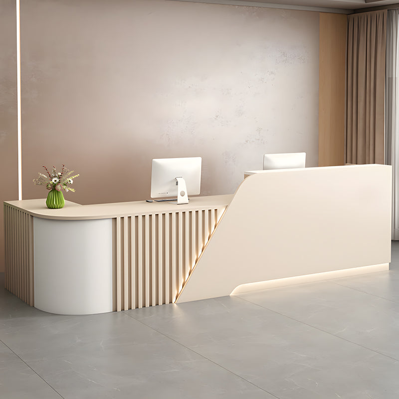 Modern L-Shaped Reception Desk with Storage Cabinet for Office Reception Area（Stock Items）