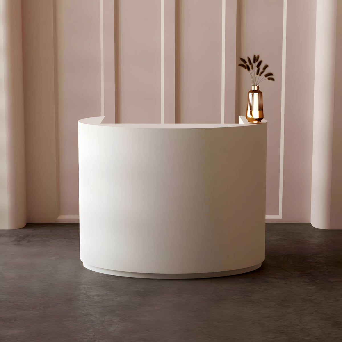 Semi-circular Small Reception Desk with Counter for Salon