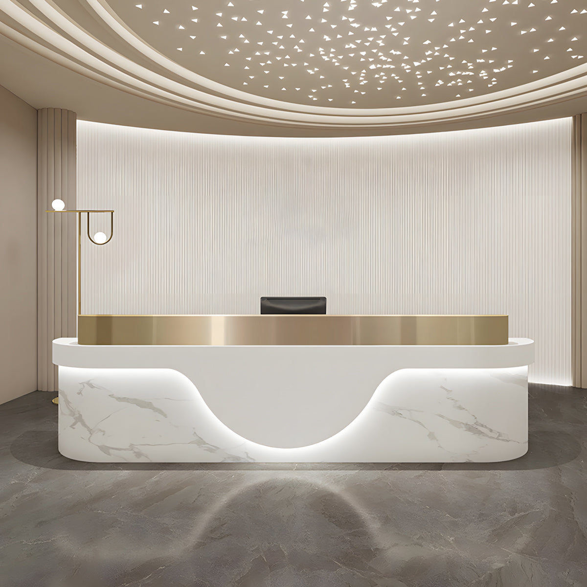 Luxury Beauty Salon Curved Reception Desk with Counter