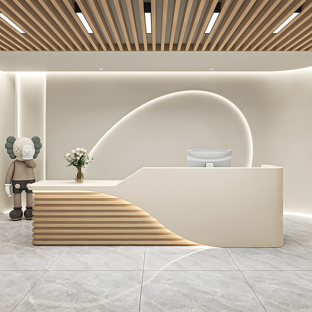 Modern salon reception desk front view