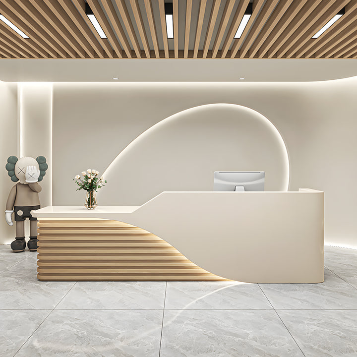 Modern salon reception desk front view