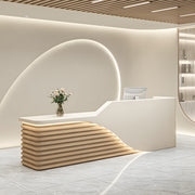 Modern salon reception desk detail close-up