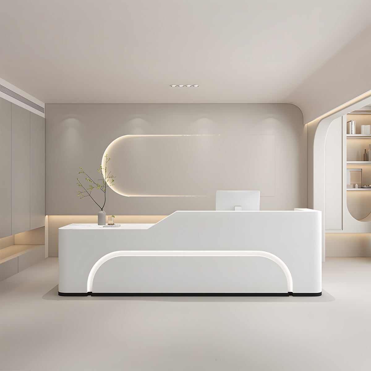 Modern Office Reception Desk with Large Storage  for Lobby or Reception Area