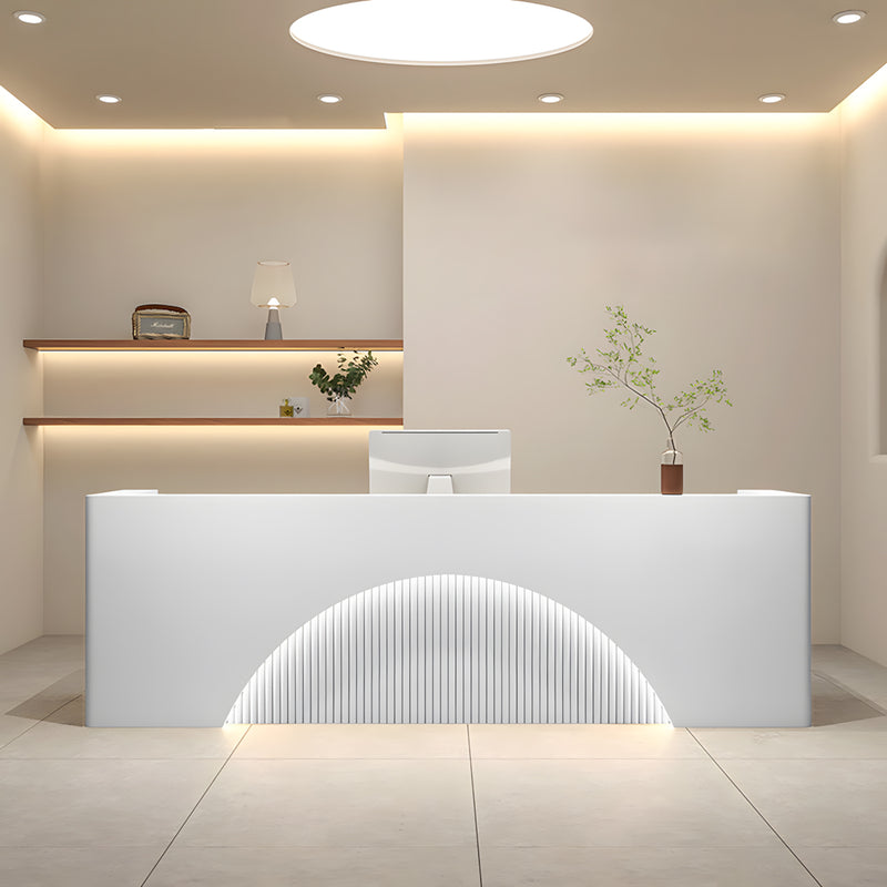 Half-Circular Salon Reception Desk with LED Warm Light （Stock Items）