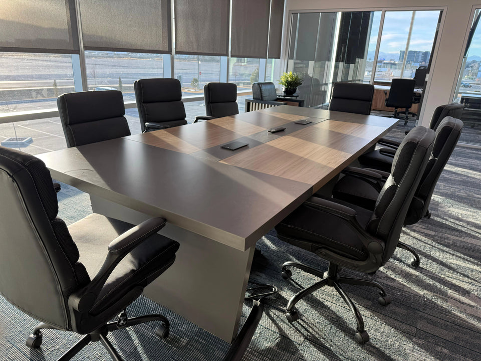Modern Rectangular Conference Table with Built-in Power Outlet Box（Stock Items）