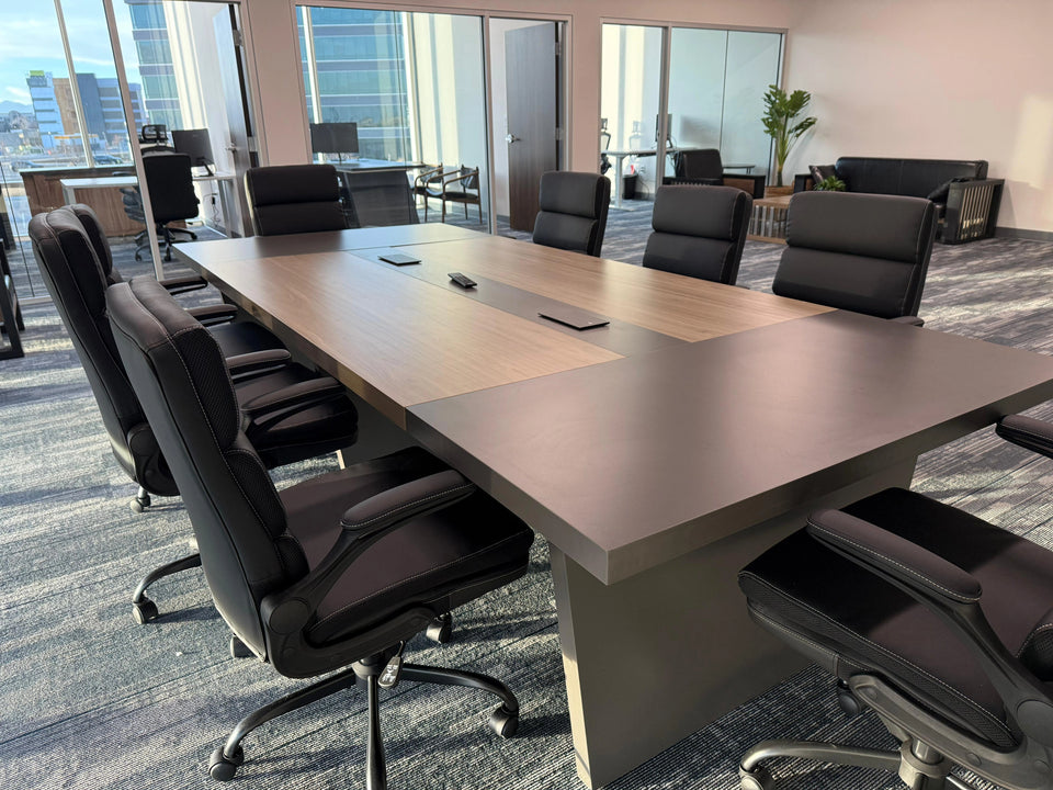 Modern Rectangular Conference Table with Built-in Power Outlet Box（Stock Items）