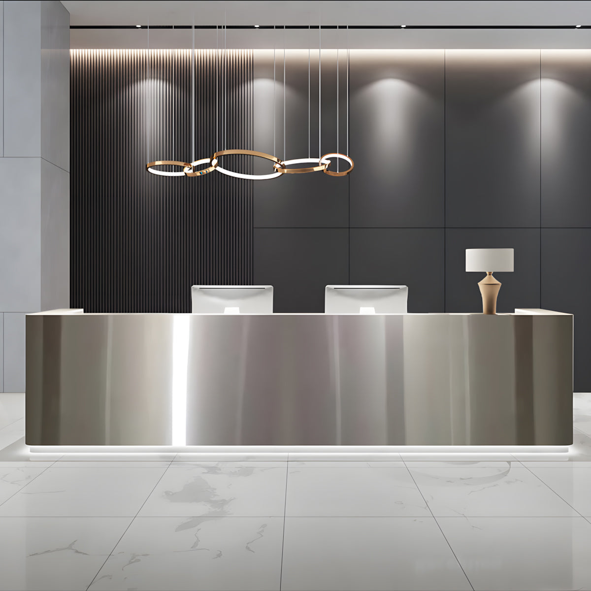 High-end Stainless Steel Club Reception Desk with Counter
