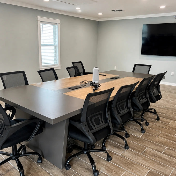 Modern Rectangular Conference Table with Built-in Power Outlet Box（Stock Items）