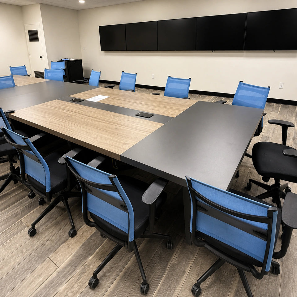 Modern Rectangular Conference Table with Built-in Power Outlet Box（Stock Items）