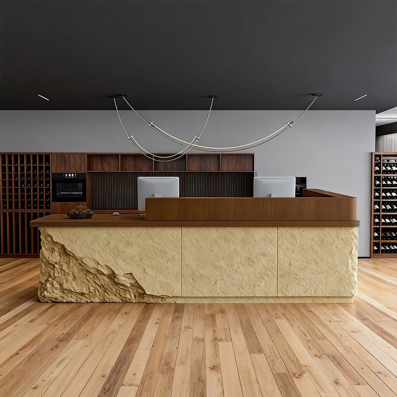 Reception Desk, main product view, Faux Stone Vintage Cashier's Desk Tavern Reception Desk（Stock Items） finish, for reception area or front office,...