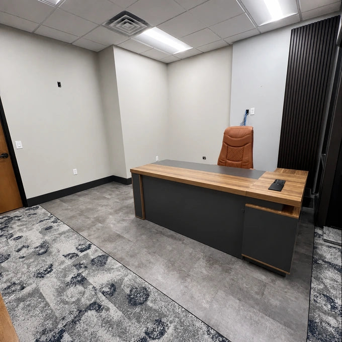 Modern L-Shaped Office Executive Desk with Lockable Drawers