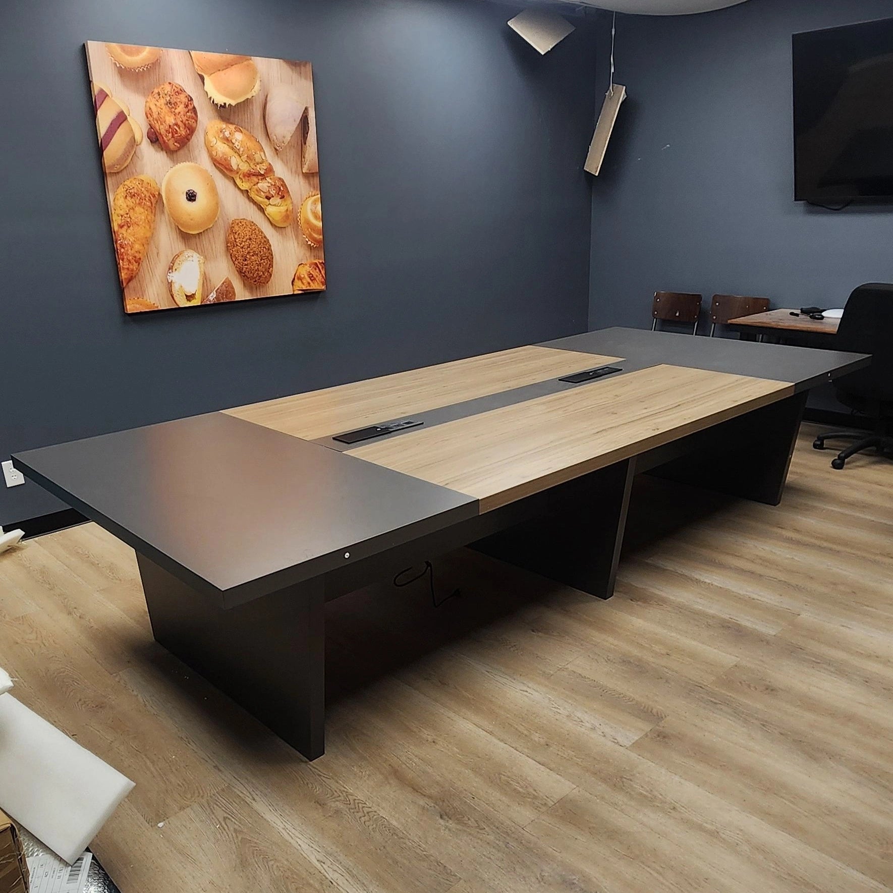 Modern Rectangular Conference Table with Built-in Power Outlet Box（Stock Items）