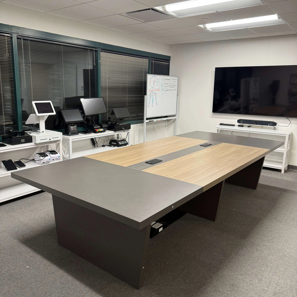 Modern Rectangular Conference Table with Built-in Power Outlet Box（Stock Items）