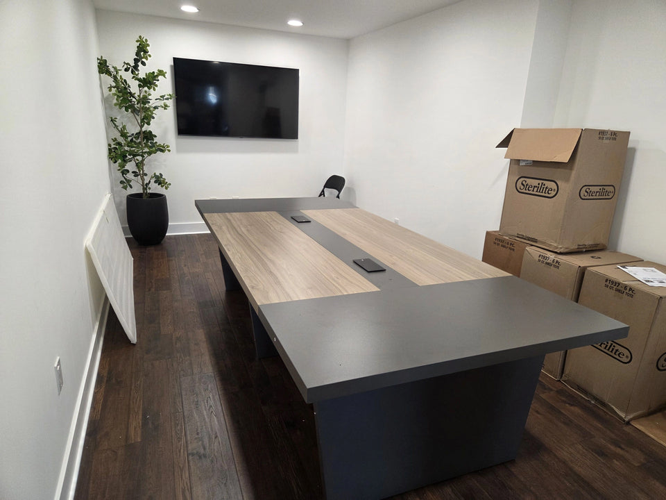 Modern Rectangular Conference Table with Built-in Power Outlet Box（Stock Items）