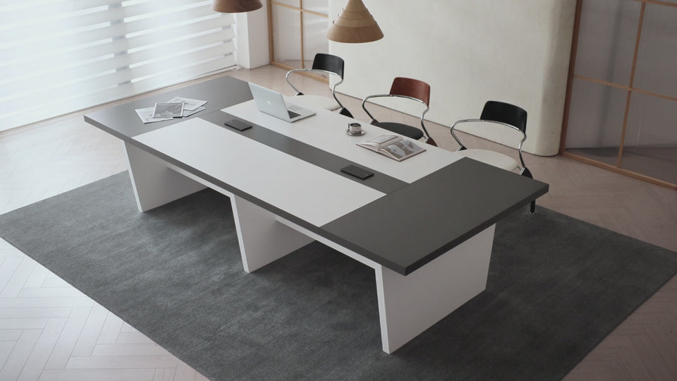 Modern Rectangular Conference Table with Built-in Power Outlet Box（Stock Items）