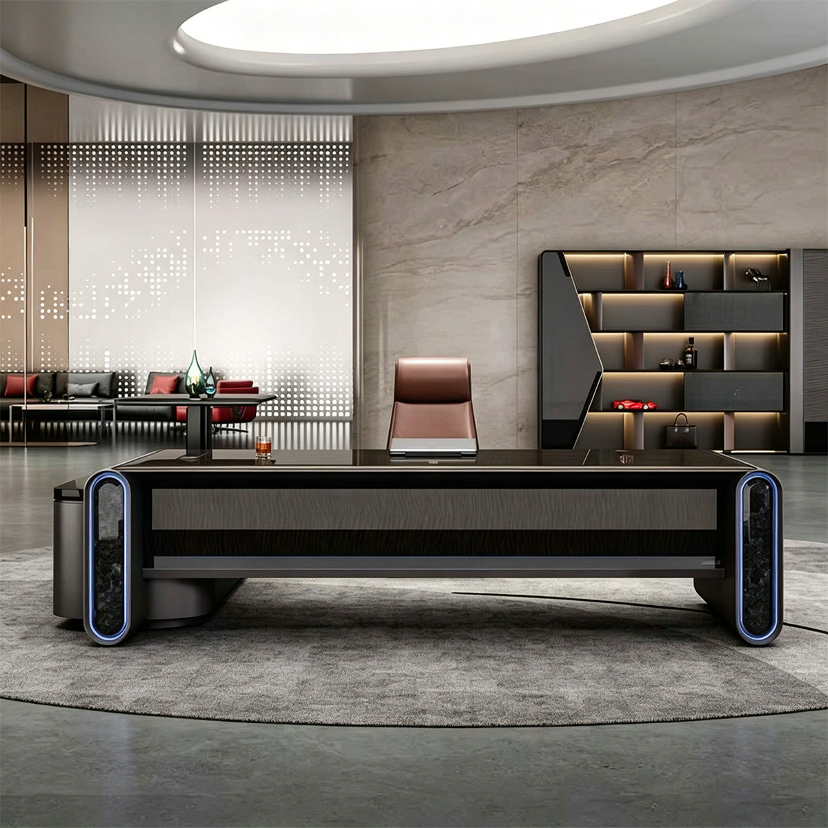 Modern Executive Desk with Side Storage and Lift-Up Side Platform