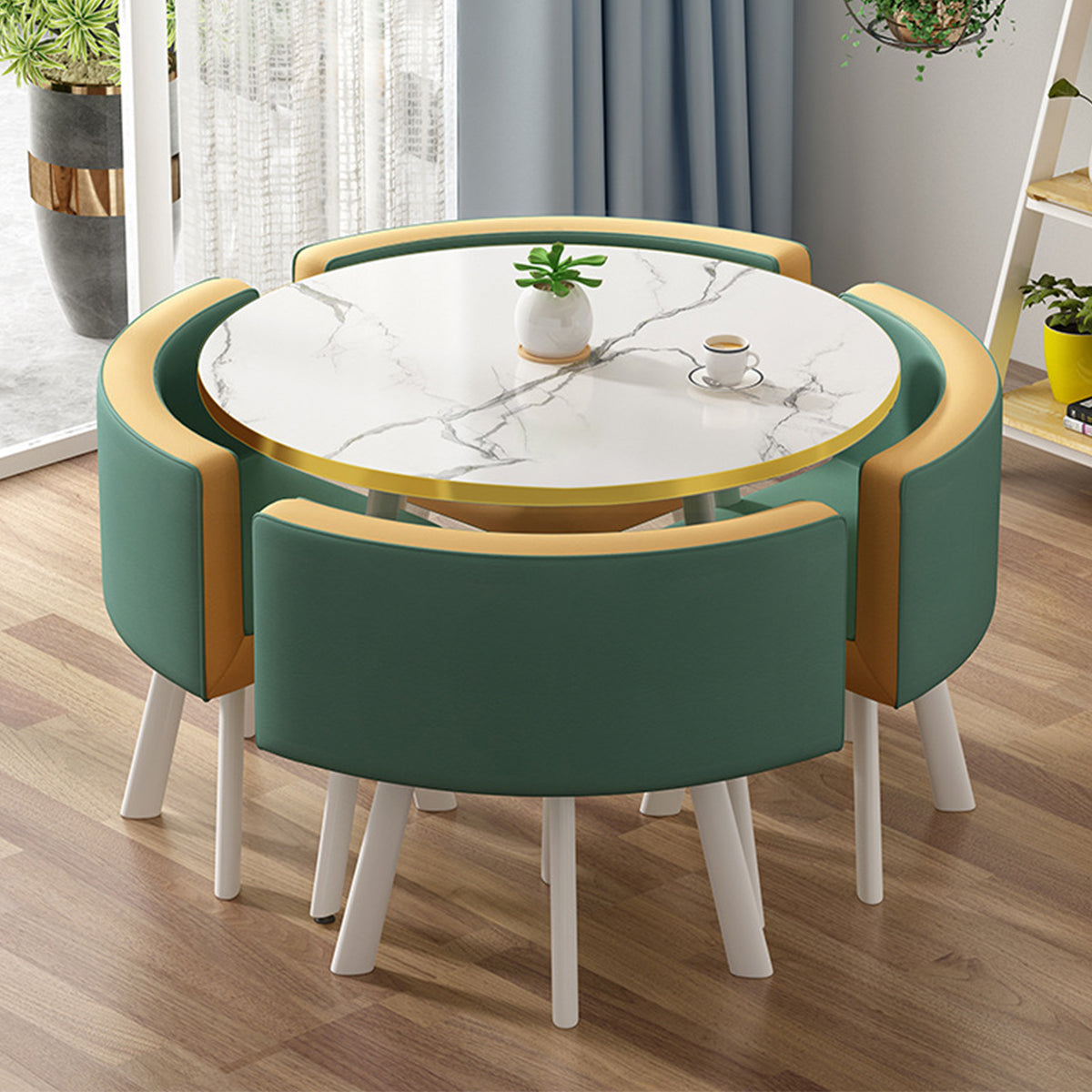Minimalist 4-Seat Office Reception Furniture Set with Leather Chairs