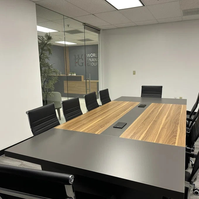 Modern Rectangular Conference Table with Built-in Power Outlet Box（Stock Items）