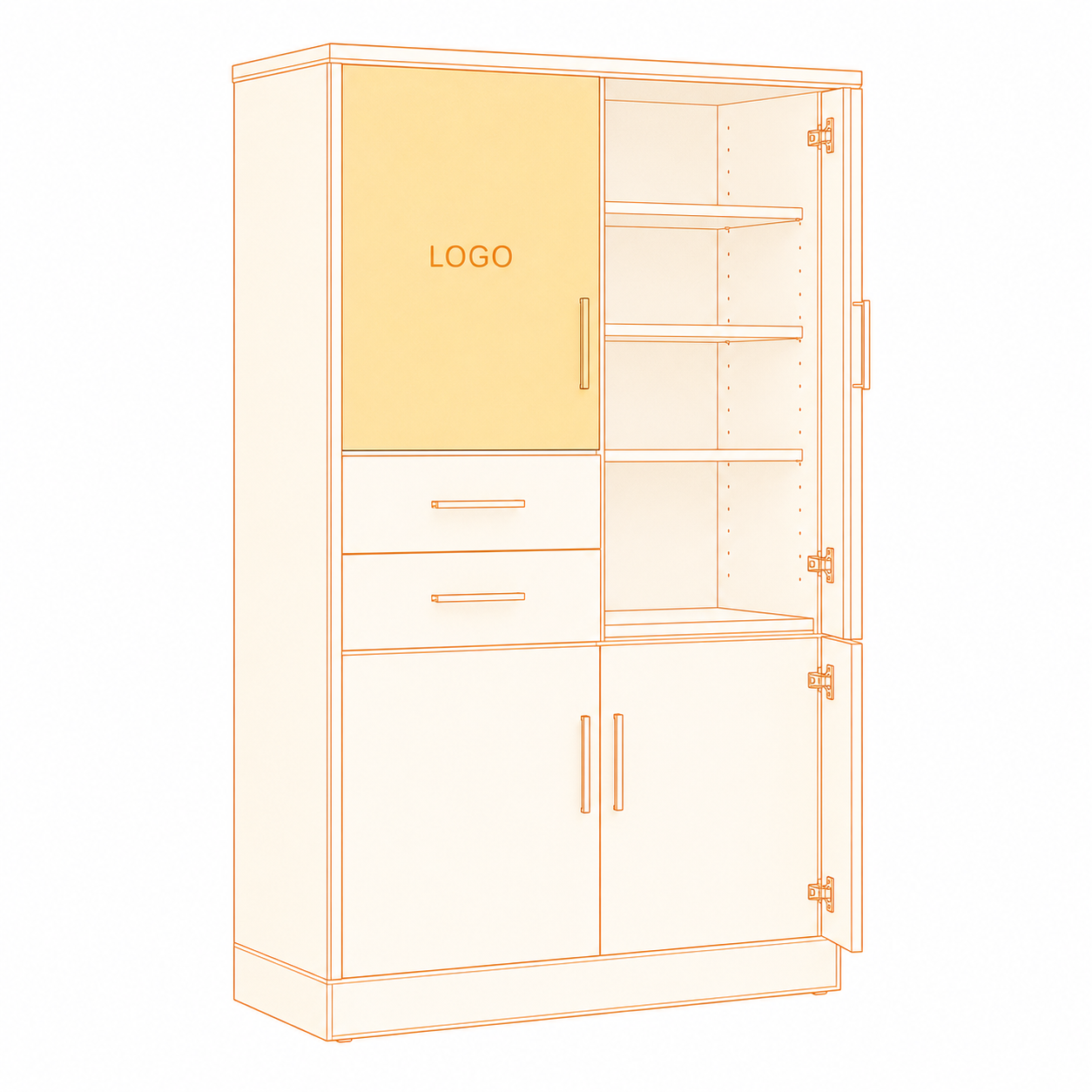 Storage Cabinet logo placement guide